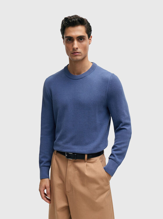Пуловер ECAIO в син цвят  - 1