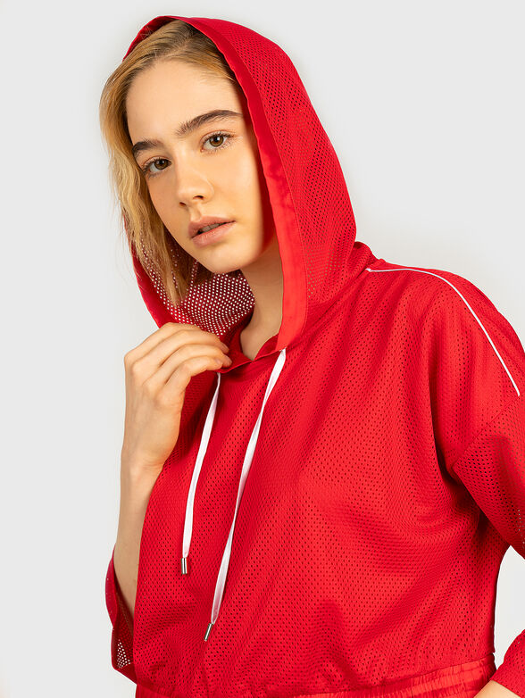 Cropped sweatshirt in red color - 2