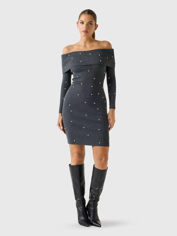 ALISHA rhinestones mini sweater dress - 4