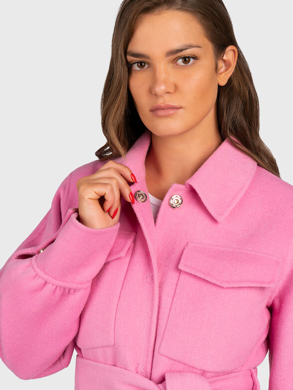 Wool blend coat in pink color - 3
