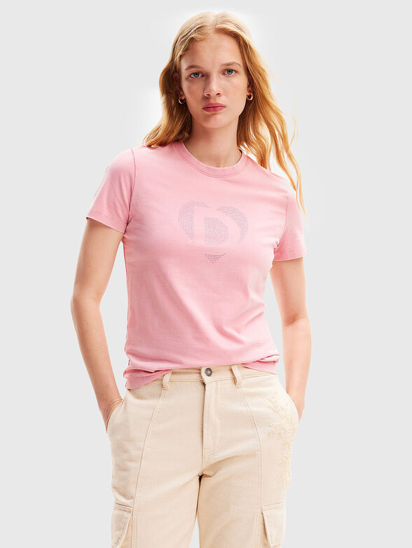 Black T-shirt with rhinestones - 1