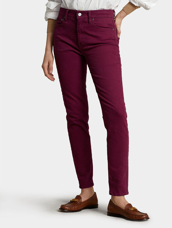 Purple jeans with logo patch - 1