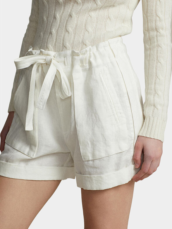 Linen shorts with belt - 3
