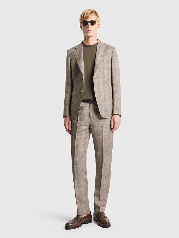 Checkered wool and linen jacket - 2