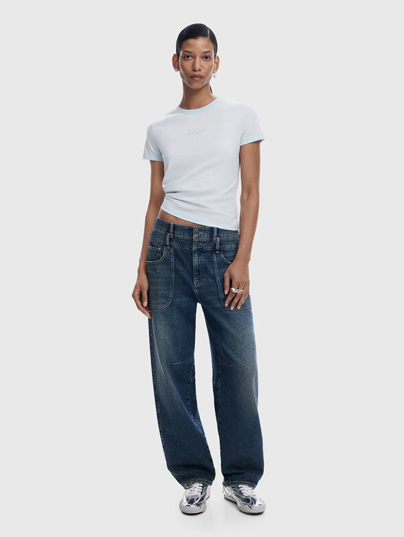 Cotton T-shirt with oval neckline - 1