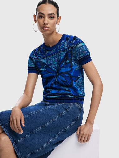 Sweater with short sleeves and oval neckline - 5