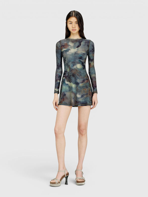 Printed mini dress with crystal details - 1