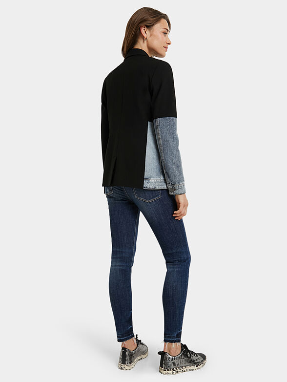 Black jacket with denim panels - 3
