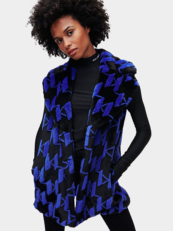 Eko fur vest with monogram print - 1