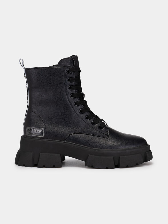 TANKER leather boots with metal logo plate - 1