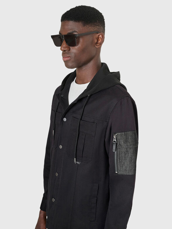 Hooded jacket with accent pockets - 4
