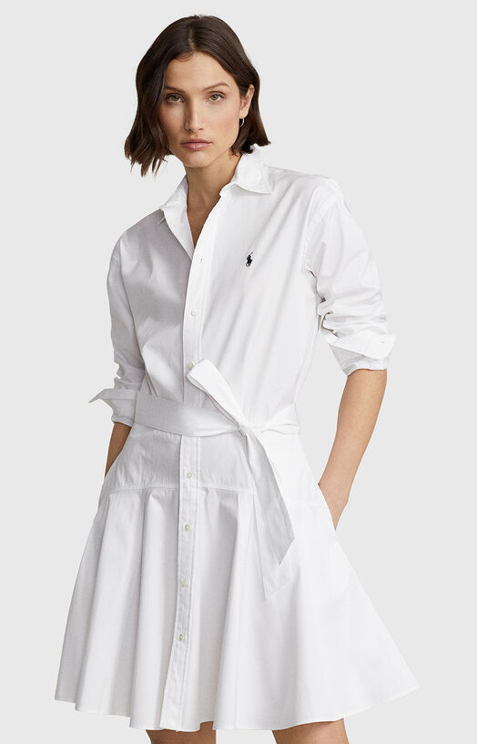 White cotton dress with belt brand POLO RALPH LAUREN   Globalbrandsstore.com/en