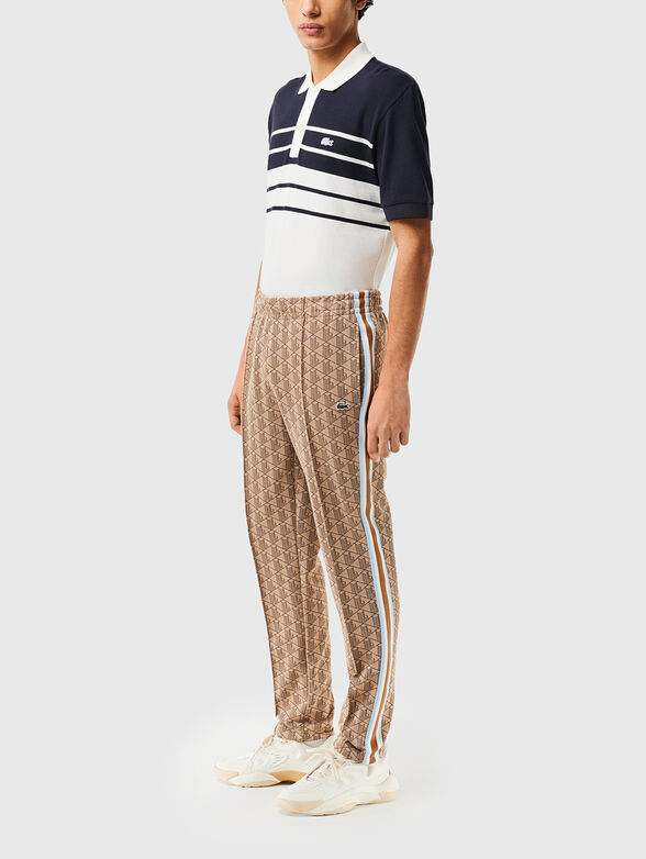 Brown sports trouser with monogram print - 3