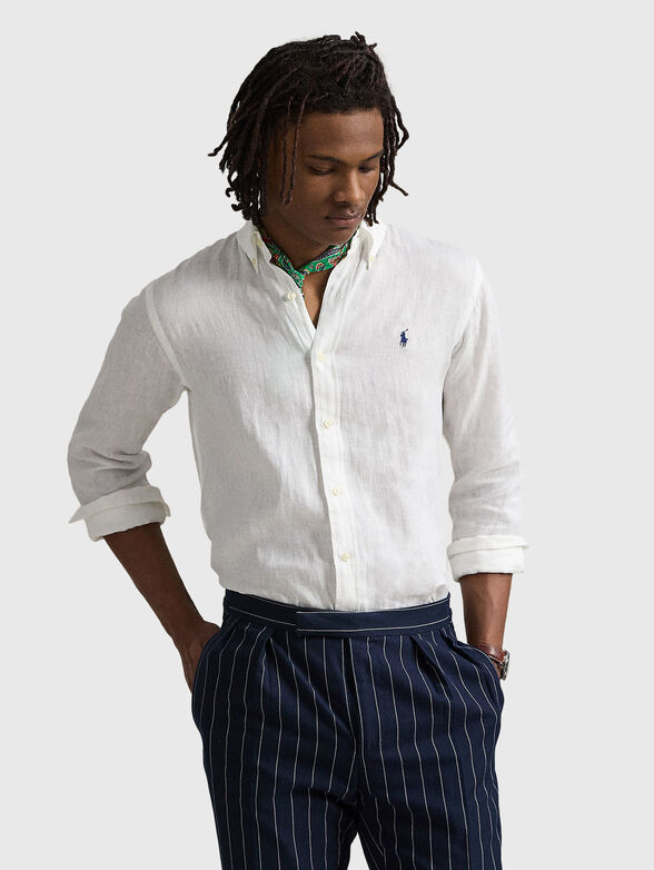 Linen shirt with logo embroidery - 0