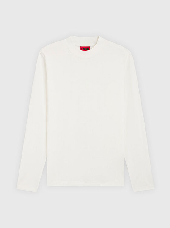 Памучна слим блуза с овално деколте - 1