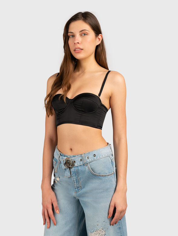 Black satin bustier - 1