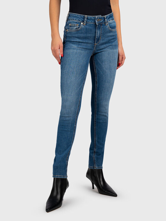 Скини дънки с избелен ефект  - 1