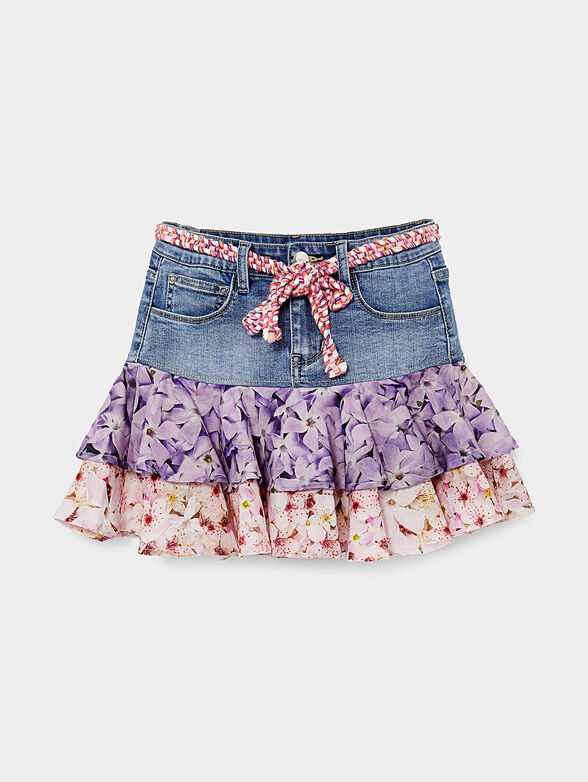 Denim skirt with colorful flounces - 1