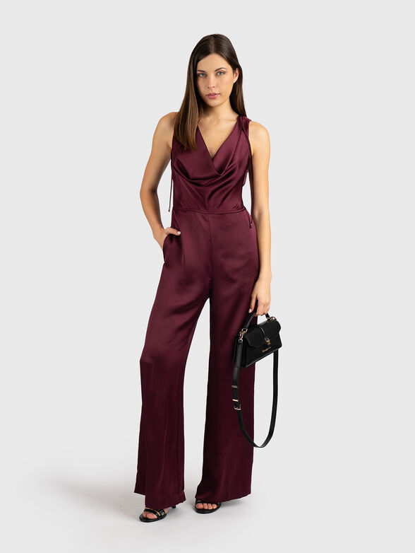 Satin jumpsuit with a V-neck - 6