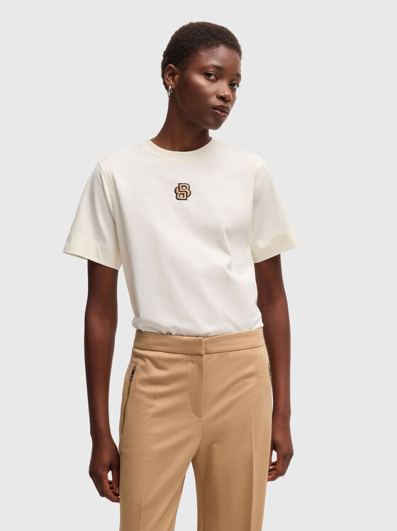 T-shirt with oval neckline and logo - 1