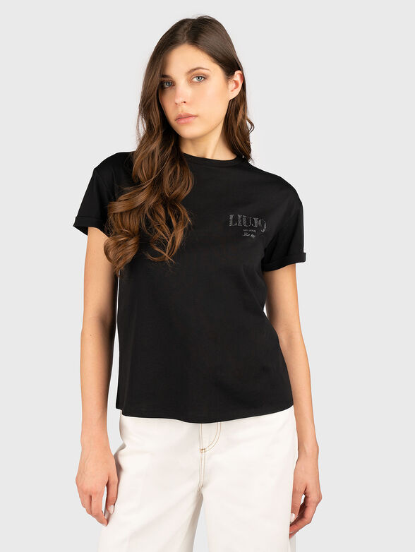 Cotton T-shirt with oval neckline - 1