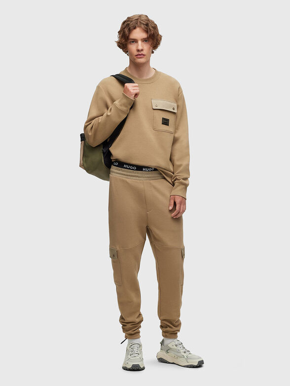 Cotton blend sweatshirt with accent pocket - 2
