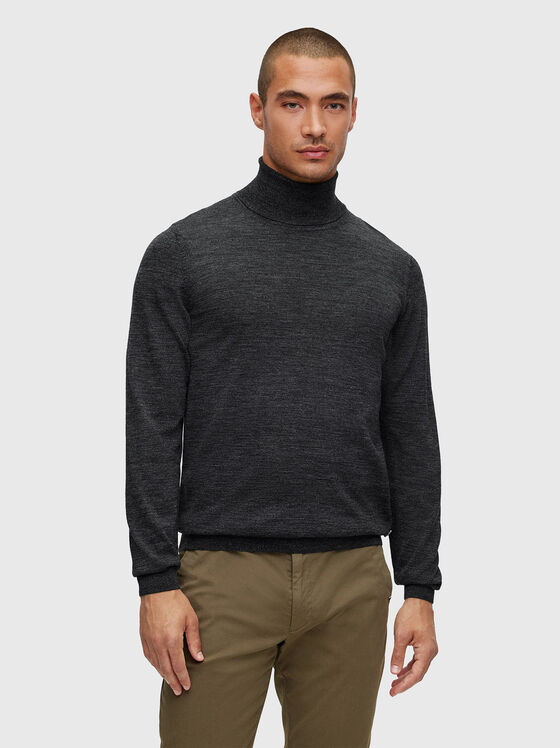 MUSSO-P polo neck slim sweater in gray color - 1