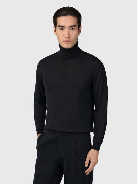 Вълнен пуловер с поло яка  - 1