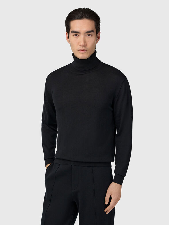 Wool sweater with polo collar  - 1