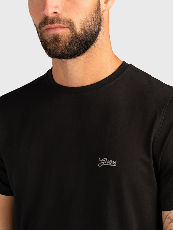 Black T-shirt with oval neckline - 4