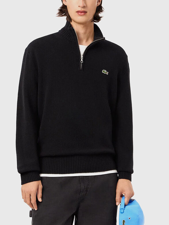 Black sweater with accent zip - 1