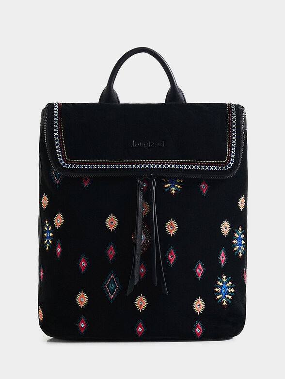Square backpack with embroidery - 1