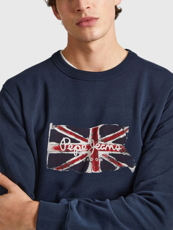 RUWAN dark blue sweatshirt with a print - 4