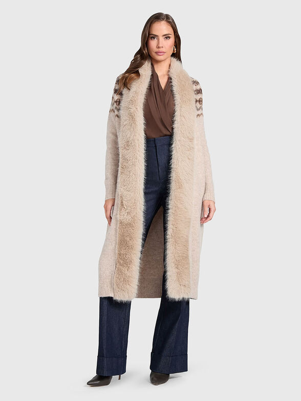 AKILAH wool blend cardigan with accent collar - 2