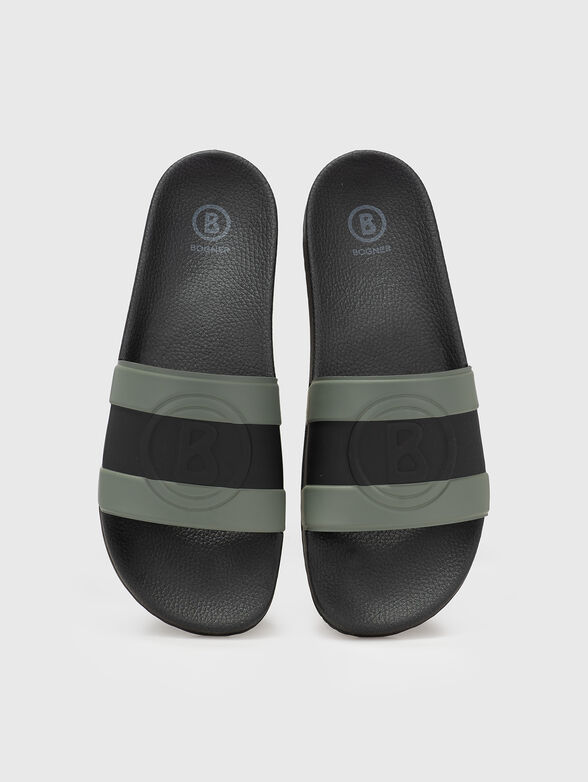 Dark blue slippers with a logo - 6