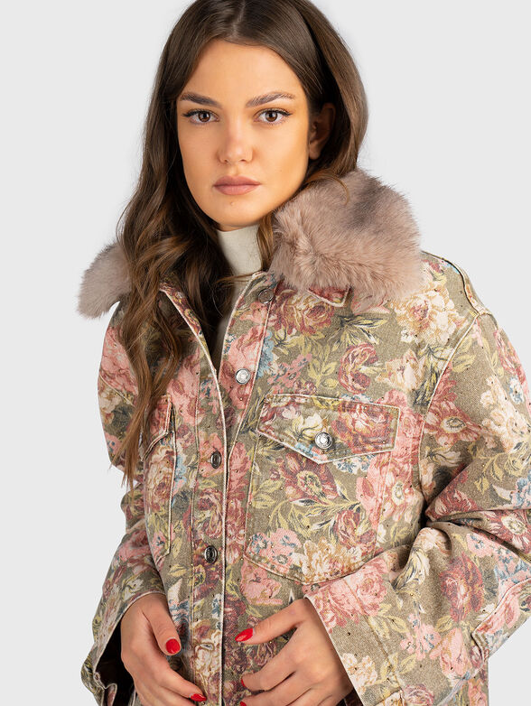 Faux fur jacket with collar - 4