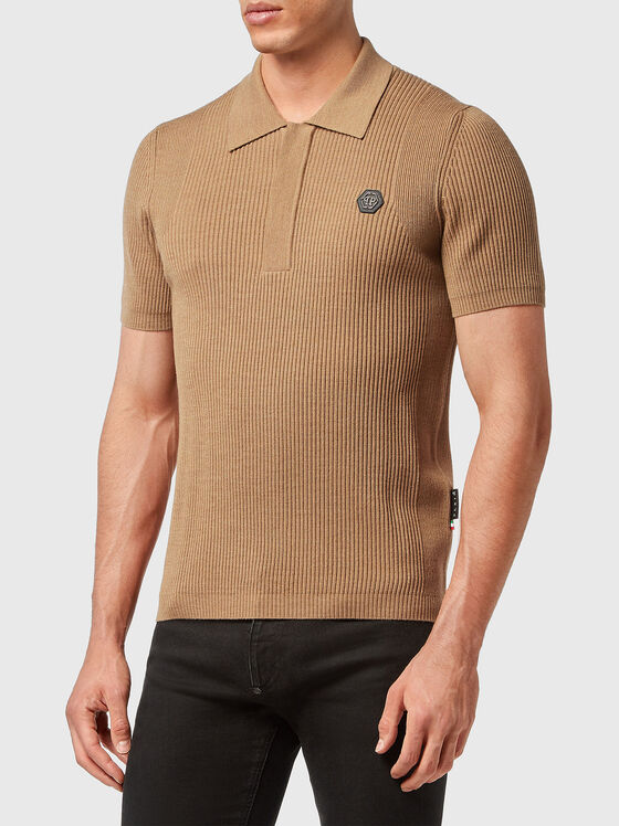 Ribbed polo shirt with logo  - 1