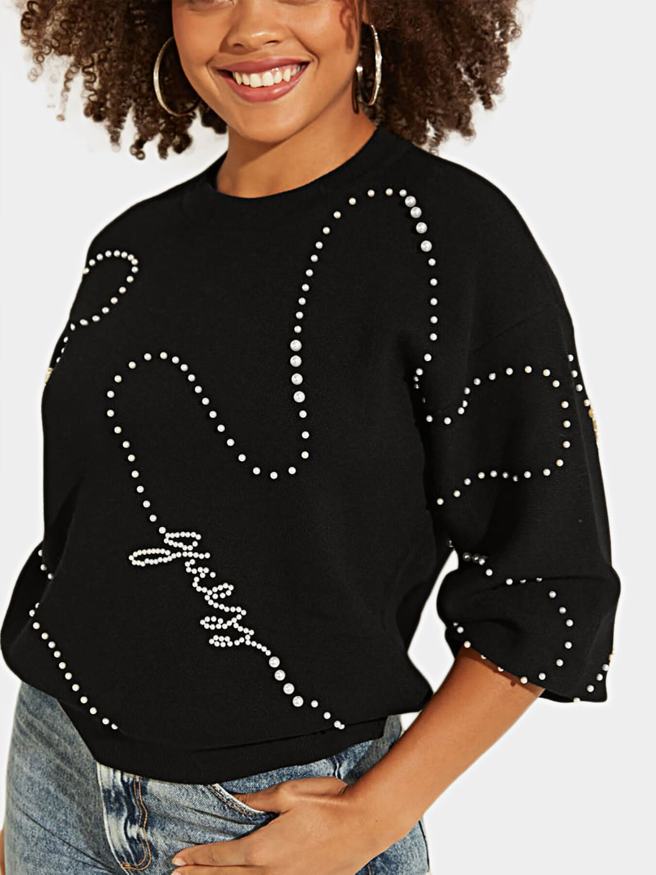 GINNY Sweater with pearls brand GUESS Globalbrandsstore en