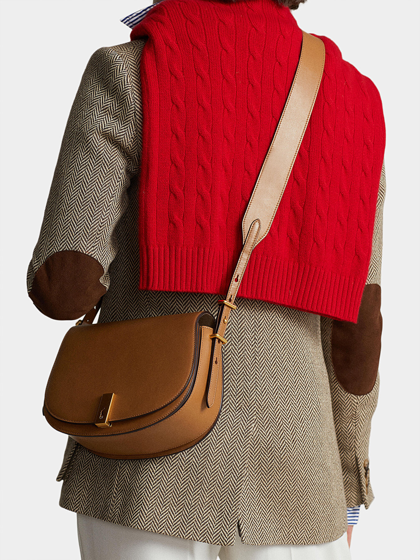 Leather crossbody bag with metal accent brand POLO RALPH