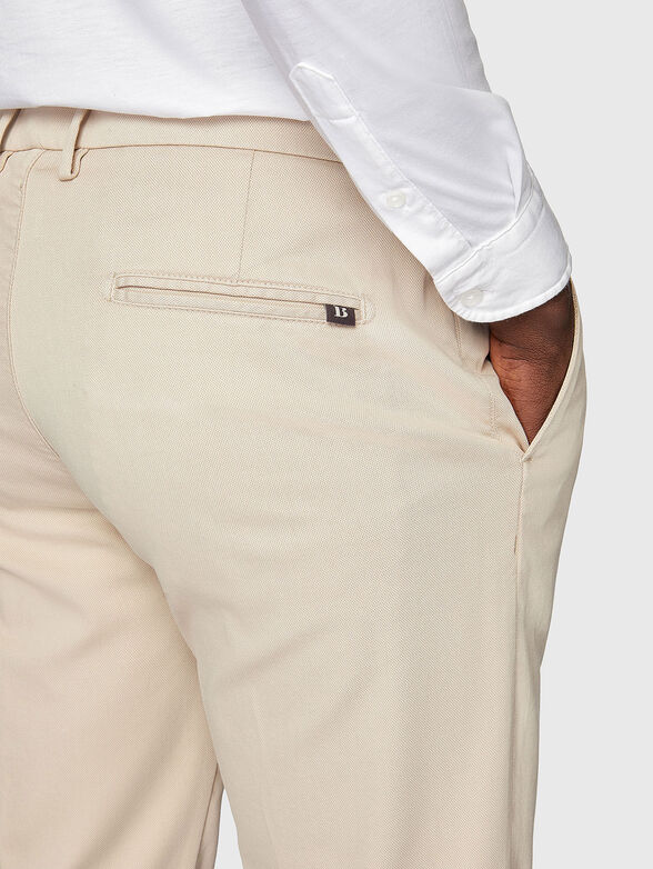 Beige cotton blend pants  - 3