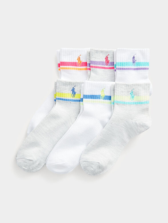 Set of six pairs of socks with accent embroidery - 1