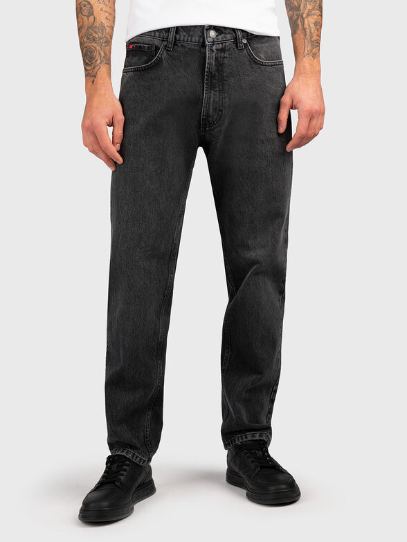 Grey jeans with logo patch - 0