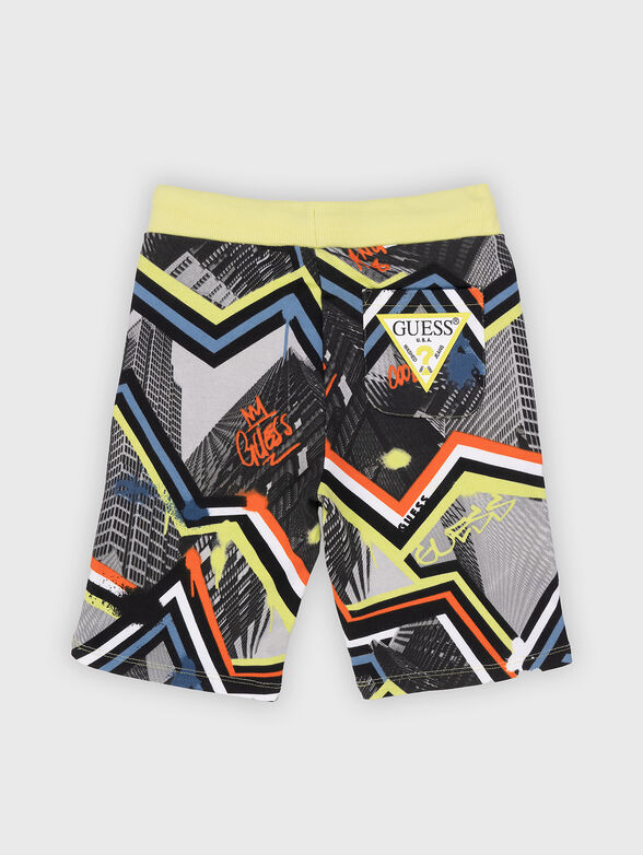 Shorts with laces and contrasting print  - 2