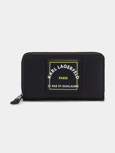Leather wallet with logo patch - 1