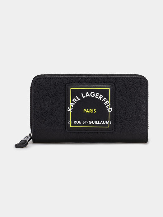 Leather wallet with logo patch