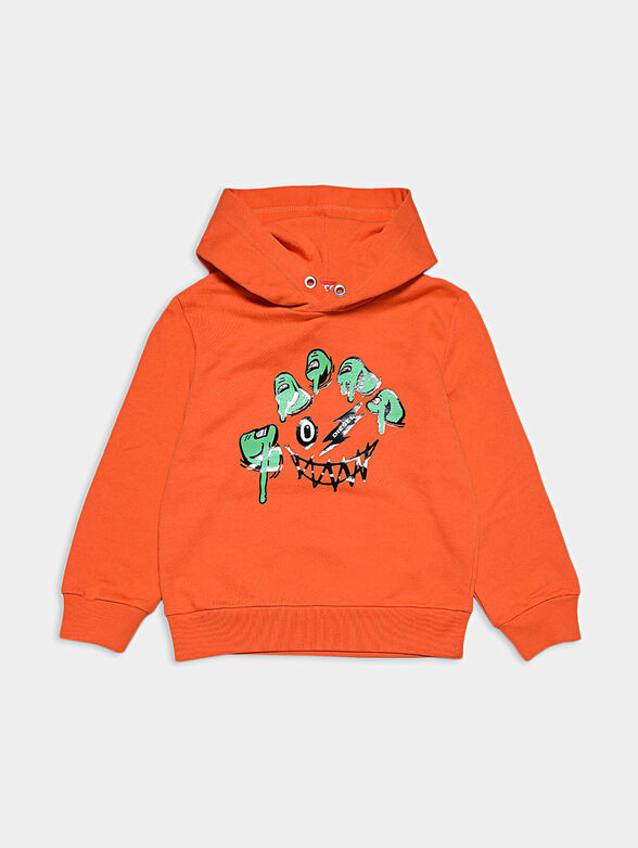 Orange sweatshirt with contrasting print - 1