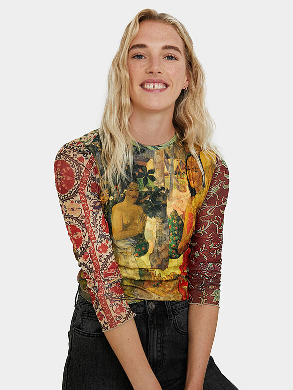 Blouse with long sleeve and art print - 1