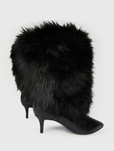 Nappa leather heeled boots and faux fur - 3