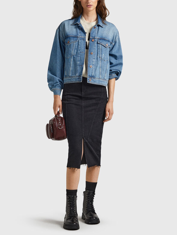 Denim jacket with logo patch - 2