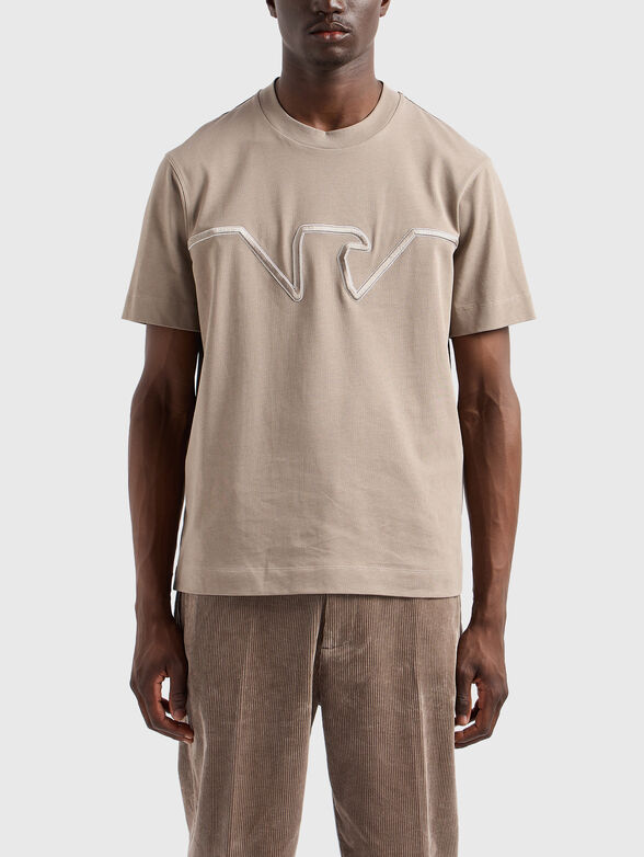 T-shirt in beige with logo embroidery - 1